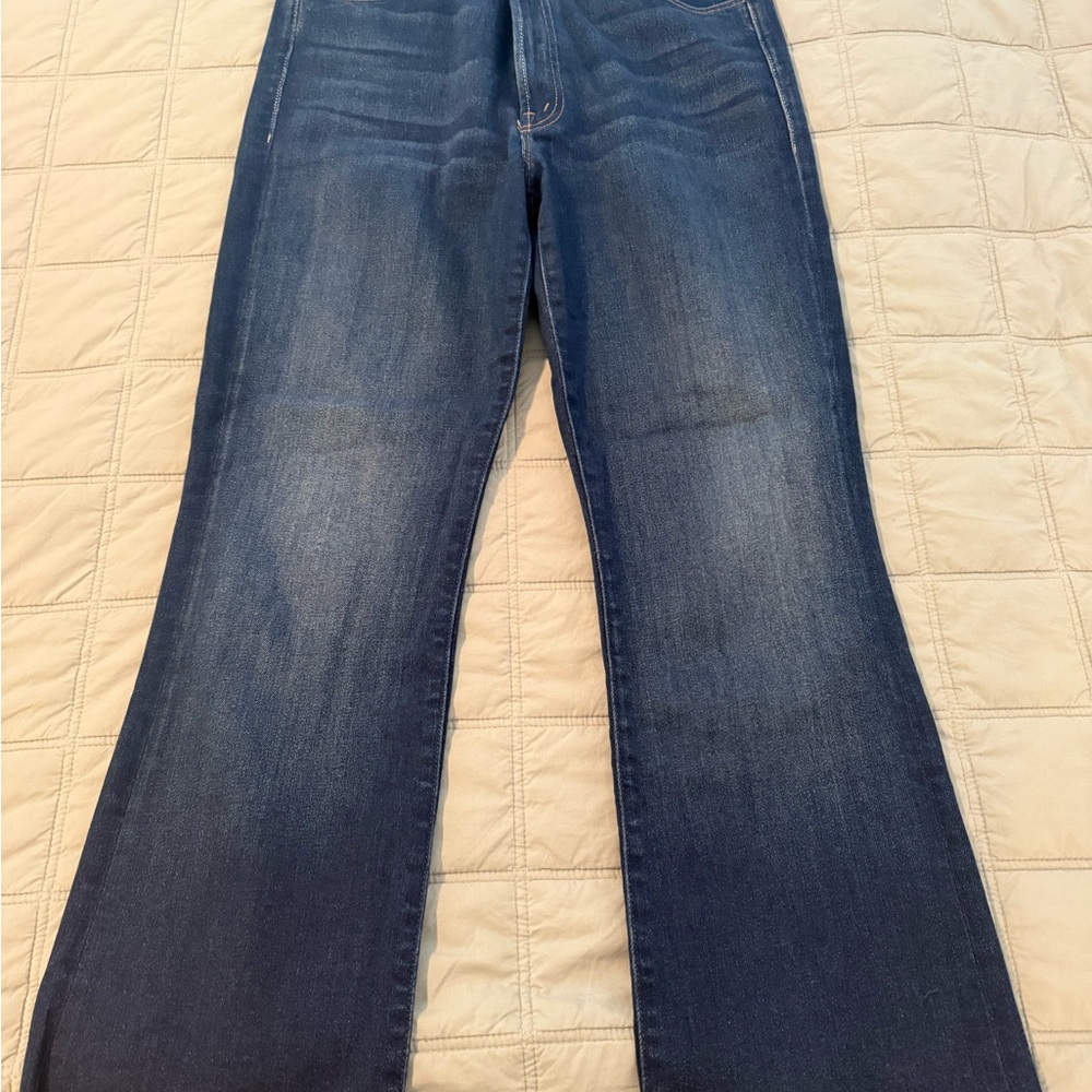 MOTHER Dark Blue “The Hustler” Cropped/Ankle Flare Jeans